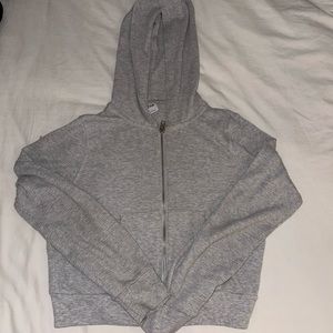 Aritzia Waffle Knit Cropped Zip Up